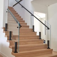 CBMMART Moderne Holztreppe Treppe Glas geländer Gerade LED Licht Holz Handlauf Treppe
