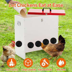 เครื่องให้อาหารไก่ JH-Mech พร้อมที่จับแบบล็อค รับน้ำหนักได้ 85 ปอนด์ 10 ช่อง ป้องกันสภาพอากาศ ทำจากโลหะสีเงิน แบบอัตโนมัติ - Product Image 2