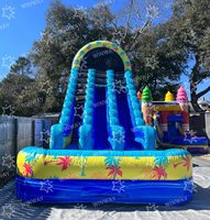 Château gonflable aquatique extérieur avec toboggan aquatique, motif palmier, qualité commerciale, pour piscine