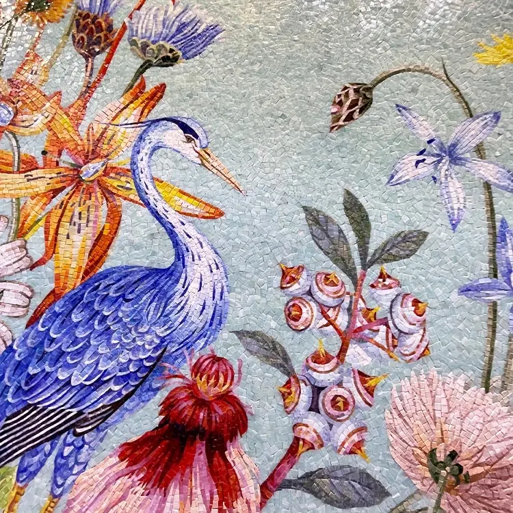 Raro pássaros e tema flor arte mural banheiro backresash telhas mosaico