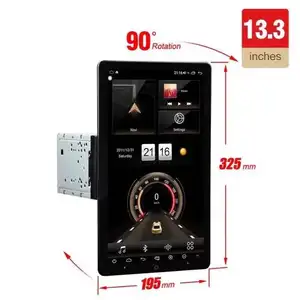 13.3 Inch Rotatable Universal Car Radio Player With Octa Core Android 10.0 Auto Radio For Honda Kia Video DVD GPS Navigator