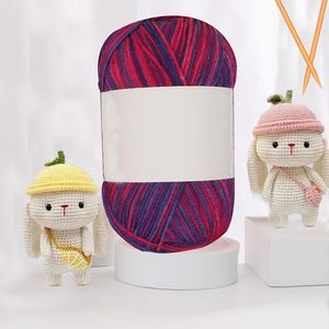 Pelote de fil mélangé acrylique et coton 4 brins, dégradé laiteux, motif teint, pour tricot à la main, crochet, couture - pour vêtements de poupée et de bébé DIY - Product Image 1