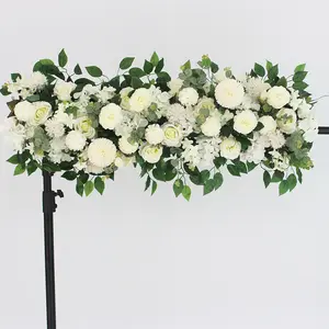 Novo design personalizado artificial seda floral mesa flor corredor linha para festa de casamento decorativo