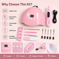 Kit de manucure professionnel Showell rose, perceuse à ongles électrique, lampe à ongles UV LED, ensemble pour salon, maison, bricolage