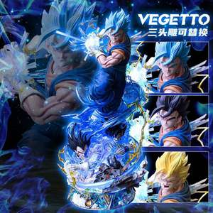 Dragons Balls figura de acción 43cm <span class=keywords><strong>LS</strong></span> Super Saiyan Vegito Fusion estatua gigante <span class=keywords><strong>3</strong></span> cabezas esculpir LED iluminar escena figura de Anime - Product Image 2