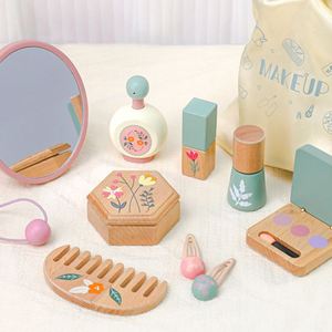 Girl's Play Makeup Bag Wooden Simulation Makeup Toy Set Eyeshadow Powder Cake Lipstick Perfagrant Beauty Fashion Toys for - Product Image 2