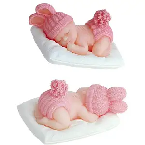 3D Baby Silikon form Zucker form Schokoladen form Fondant Kuchen Dekorations werkzeug Niedliche DIY schlafende Baby party Herstellung Süßigkeiten form