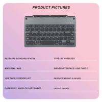 Keyboard Lipat Portabel 60-Tombol untuk Bluetooth, Keyboard Mini Nirkabel Lipat dengan Struktur Scissor-foot yang Fleksibel