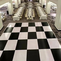 ANYCASE ACS-WOOD Plancher de danse en contreplaqué noir et blanc avec bords en aluminium, système d'assemblage pour décoration de scène de mariage