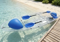 Kayak transparent tandem pour 2 personnes, fond transparent, canoë cristallin avec siège et pagaie pour les aventures en plein air