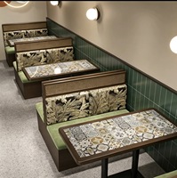 Ensemble de tables et chaises de salle à manger en bois massif avec plateau en pierre, style minimaliste moderne, personnalisable, mobilier commercial pour restaurants