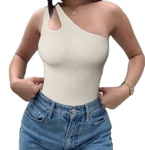 Custom 2024 Cross-border Foreign Trade Mujeres Slant Collar One-shoulder Sexy One-piece Vest Body - Product Image 1
