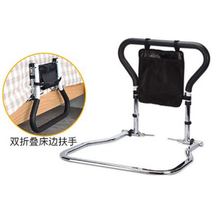 Barre de sécurité double pliable pour personnes âgées et femmes enceintes, 120 cm, sans perçage, couleur argent brillant, aide à la mobilité - Product Image 2