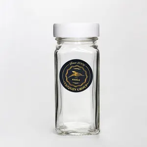 Groothandel Keuken Bussen Kruiderij 4 Oz Vierkante Glas Spice Verpakking Jar