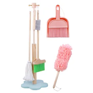 Kinder Montessori Holz Küchen reinigungs set Spielzeug Kinder Holz Clean Tools Stand Set Spielzeug für Kinder