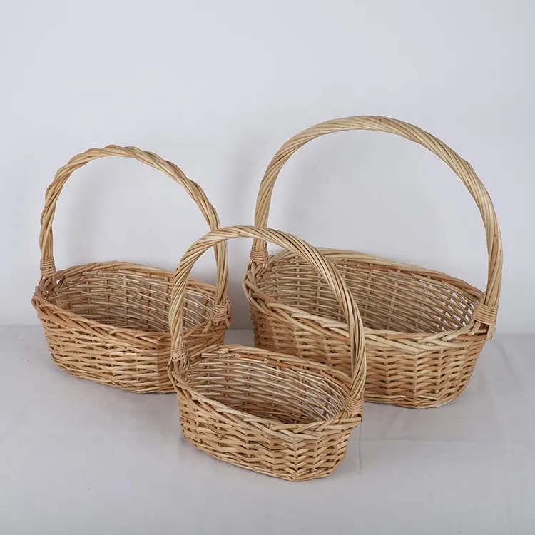 Manufacturer direct supplied half wicker flower baskets split willow gift packing baskets set