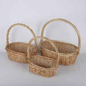 Manufacturer direct supplied half wicker flower baskets split willow gift packing baskets set