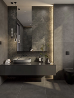 Carrelage en céramique pleine masse, grand format, motif floral noir, style rétro français, pour salle de bain, douche, cuisine, balcon, gîte.