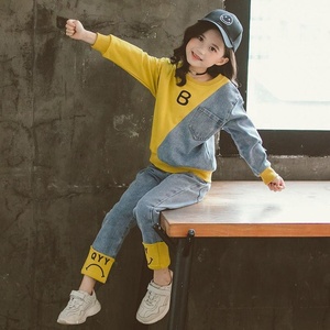 Set Pakaian Anak Perempuan Musim Dingin Pakaian Olahraga Anak-anak Denim Sweater Jeans Lengan Panjang Setelan Olahraga untuk Anak Perempuan Pakaian Bayi - Product Image 2