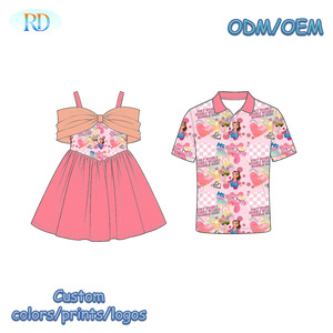 Set Coordinato Famiglia in Tessuto Elasticizzato: Abito a Rete con Fiocco per Ragazze <span class=keywords><strong>e</strong></span> Polo a Maniche Corte per Uomini, Abbigliamento Genitore-Figlio - Product Image 5