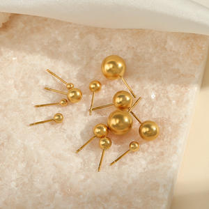 Boucles d'oreilles simples en acier inoxydable 18 carats or haricot géométrique perle boucles d'oreilles populaires femmes clous d'oreille pour cadeau bijoux mode exquis - Product Image 2