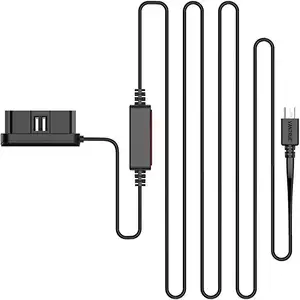 10英尺迷你USB OBD硬线充电器电缆仪表板凸轮和其他带迷你USB电源端口的仪表板凸轮