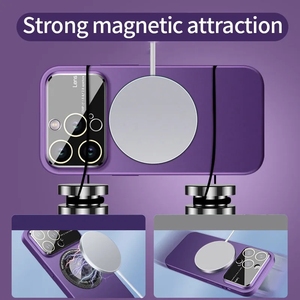 Custodia in vetro di lusso con obiettivo con grande vista per fotocamera custodia opaca con Cover magnetica per <span class=keywords><strong>iPhone</strong></span> 14 15 16 17 Pro Max - Product Image 4