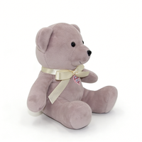 Ours en peluche gris personnalisé, ours en peluche gris doux avec nœud, cadeau pour la Saint-Valentin, ours en peluche gris avec patch cœur