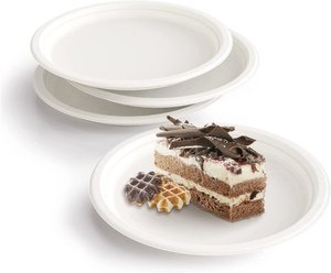 Assiettes en bagasse de canne à sucre personnalisées avec logo imprimé, 7/9/10 pouces, assiettes à gâteau, plateaux en carton pour pâtisserie - Product Image 5