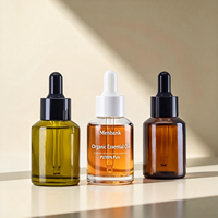 Flacon compte-gouttes cylindrique ambré de luxe abordable avec protection UV, 15ml, 30ml, 60ml, 125ml, pour huiles essentielles et sérums – Personnalisation OEM