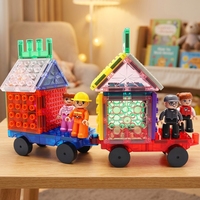 Wellbbplay Blocs Magnétiques Éducatifs 15 Pièces, Jouet de Construction Compatible avec les Briques à Grandes Particules Standard pour Enfants de 5 à 7 Ans