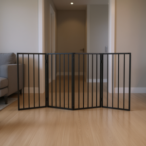 Barrière pour animaux de compagnie en bois, autoportante, pour portes intérieures, barrière pour chien, design pliable, style moderne, motif uni - Product Image 2