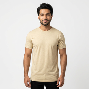 Camisetas Casuales de Hombre al por Mayor con Logotipo Personalizado, 100% Algodón, Tejido Worsted, Diseño Liso, Ribete en Contraste, Corte Holgado - Product Image 1