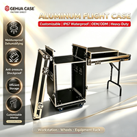 Flight case professionnel en aluminium GEHUA à trois portes, monocouche, 6U/8U/10U/12U/14U/16U/18U+4U pour microphone, mixeur et amplificateur