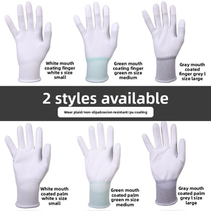 Gants texturés de salle blanche de travail industriel de polyester imprégné de protection de travail de plein doigt enduisant - Product Image 4