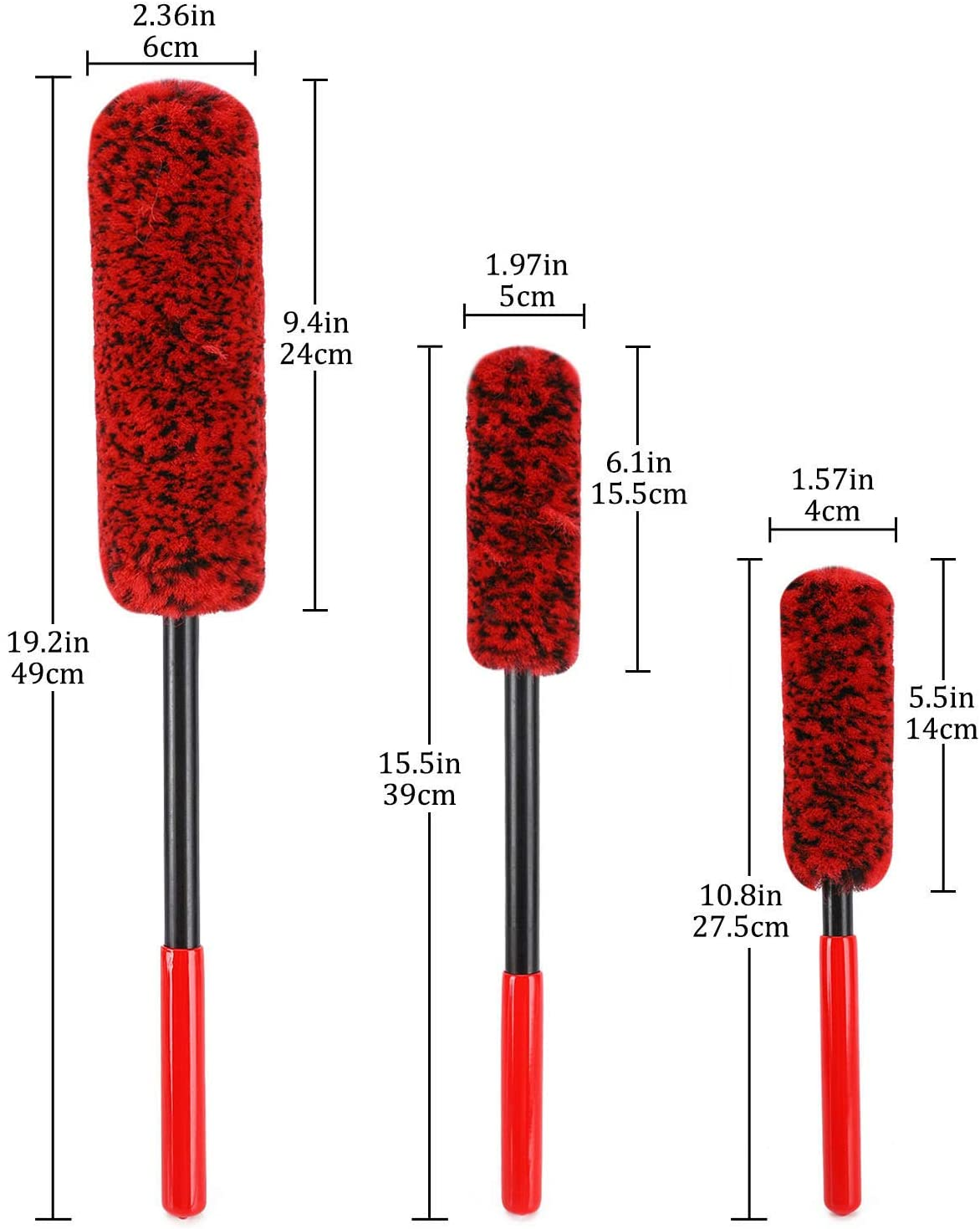 Superfine Fiber Car Detailing Brush Set Bendable Three Pieces