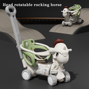 Cheval à bascule 4-en-1 en plastique pour intérieur et extérieur, jouet à chevaucher pour tout-petits, trotteur bébé avec roues - Product Image 3
