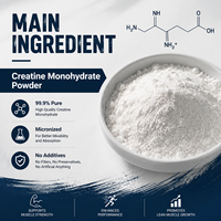 Créatine monohydrate micronisée en poudre, 100% pure, formule de croissance musculaire, nutrition sportive, fabrication sous marque privée ODM, boisson