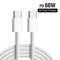 Cables USB C de Nailon de 2M de Carga Rápida PD de 60W Reales desde Almacén en EE. UU. para Teléfonos Celulares iPhone y Samsung, Cable USB 3.0 Tipo C