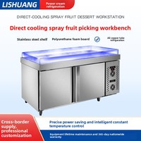 Vitrine Réfrigérée Commerciale pour Fruits, en Acier Inoxydable, à Refroidissement Direct, avec Étagères, pour la Présentation et la Conservation des Produits Frais, et Table de Travail pour la Préparation Culinare