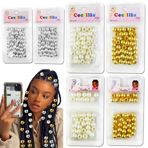 12mm 18K Or Rempli Cuivre DIY Bijoux Perles Imitation Perle Métal Perles pour <span class=keywords><strong>Tresse</strong></span> Cheveux Accessoires et Outils D'extension De Cheveux - Product Image 1