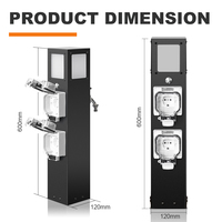 Poteau de parc en acier inoxydable IP66 étanche à la pluie, avec colonne intégrée eau et alimentation, boîtier à double sortie, robinet anti-gel et éclairage intelligent Wi-Fi