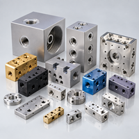 Collecteur usiné CNC, bloc hydraulique en aluminium anodisé sur mesure avec ports filetés pour machines OEM