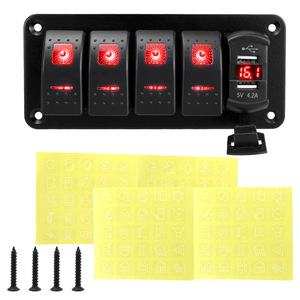 Yuhe YH-DH5-QA <b>12V</b> Marine Rocker <b>Switch</b> Panel with Dual USB Charger Voltmeter 4 Gang Waterproof Togger Rocker <b>Switch</b> for Boat - Product Image 5