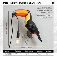 Lampe murale LED moderne chic en résine en forme d'oiseau, blanc chaud 3500K Ra70 pour chambre confortable, éclairage d'hôtel