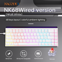 Clavier de jeu mécanique filaire Ajazz NK68 avec rétroéclairage RVB, touches ergonomiques, disposition anglaise pour PC, ordinateur portable, joueurs