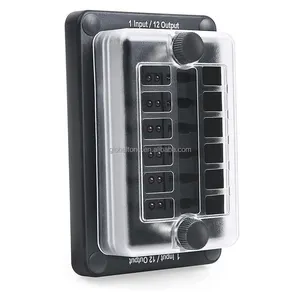 12 Way Blade Fuse Box 1 Input 12 Output - 12 Circuit Fuse Block Holder with LED Indicator, Cover, and Sticker