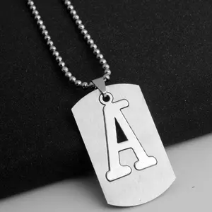 Initial alphabet jewelry style classic cheap silver color wholesale stainless steel letter A necklace for men women