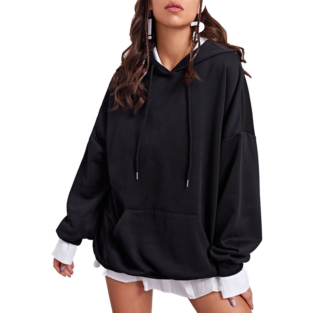 Оптовая продажа от производителя, оригинальный пуловер большого размера, Длинная женская толстовка, черный и белый пуловер, толстовки премиум-класса для женщин