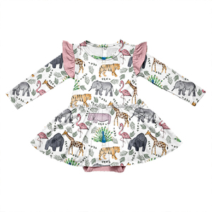 Baju rajut bayi Musim Semi kustom bambu Musim Dingin Ruffle penutup anak perempuan putri gelembung rok Romper gaun pakaian hangat - Product Image 5